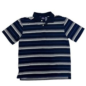 BUGLE BOY Polo Mens Navy, Blue, White Striped Shirt Size Large